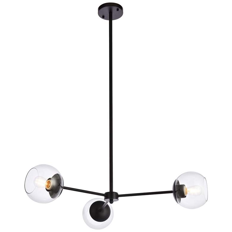 Image 1 Briggs 32 inch Pendant In Black With Clear Shade