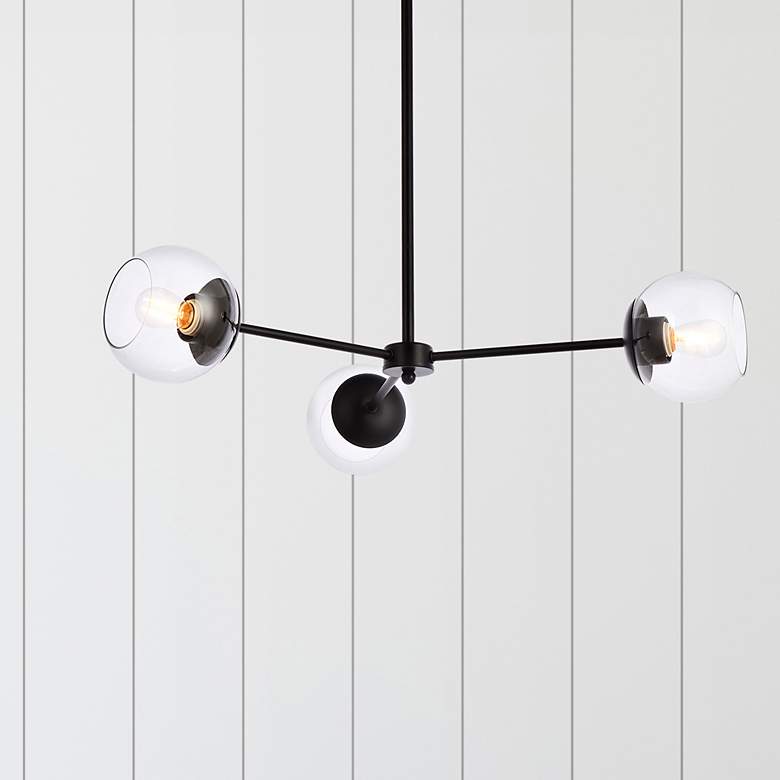 Image 1 Briggs 32" Pendant In Black With Clear Shade