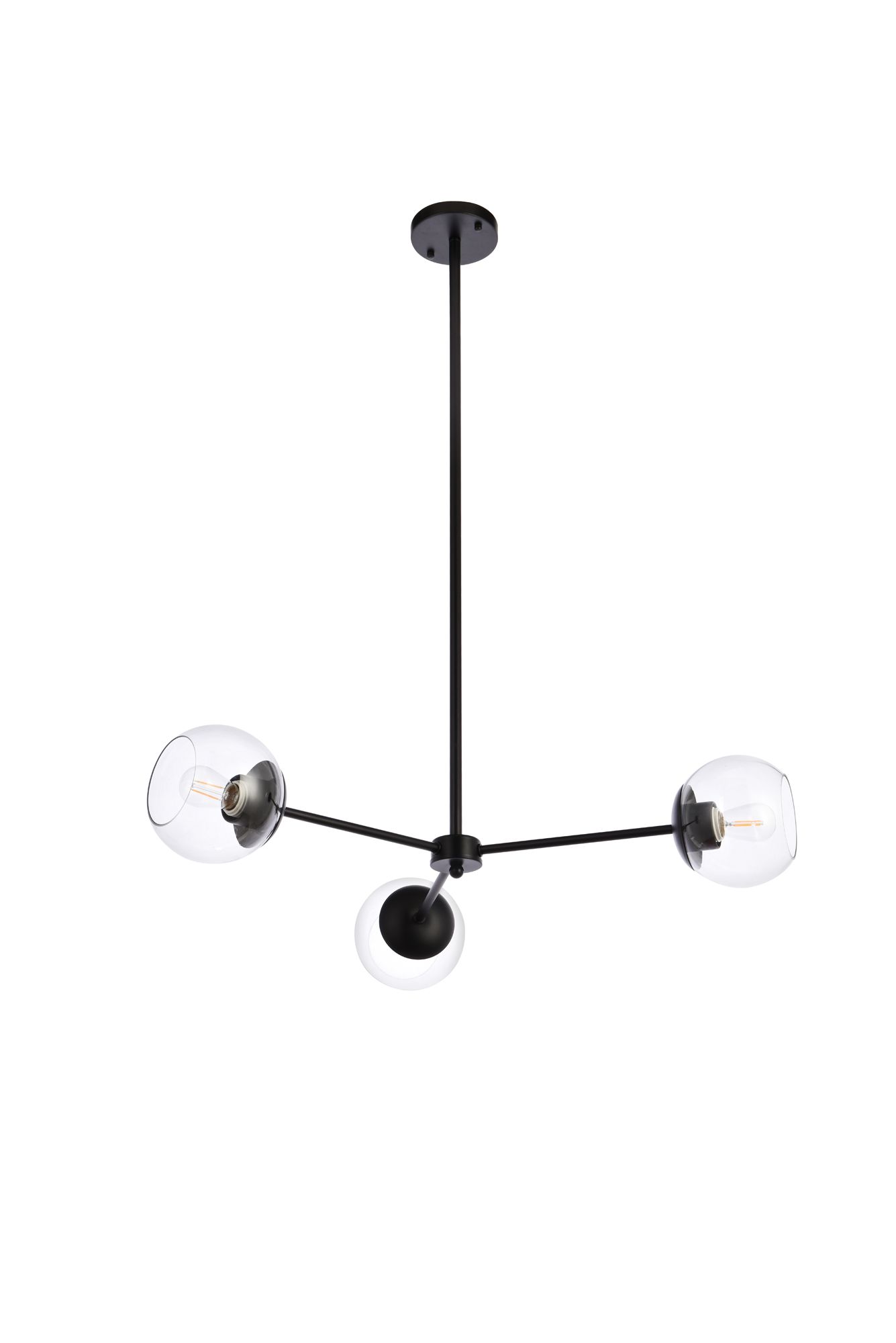 Briggs 32" Pendant In Black With Clear Shade