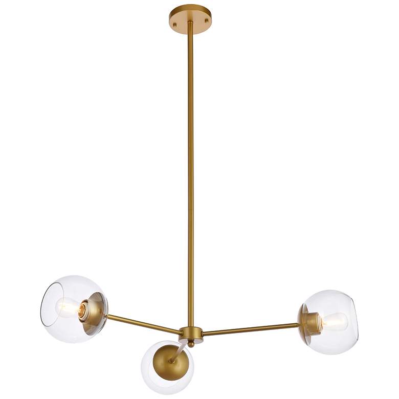 Image 2 Briggs 32" Pendant In Brass With Clear Shade