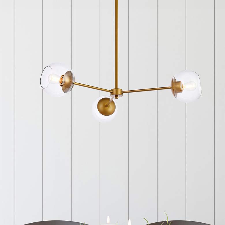 Image 1 Briggs 32" Pendant In Brass With Clear Shade