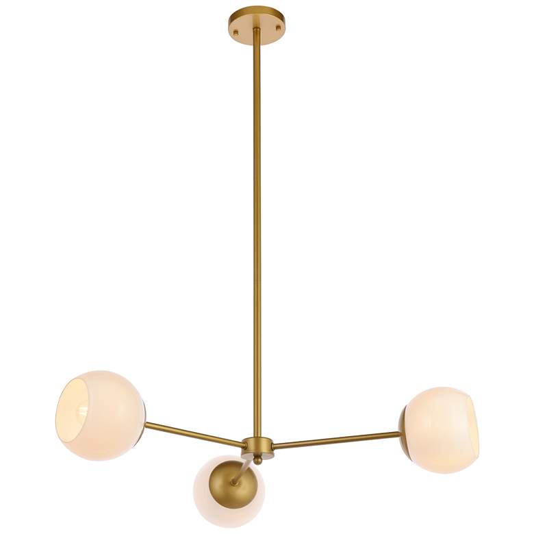 Image 1 Briggs 32 inch Pendant In Brass With White Shade