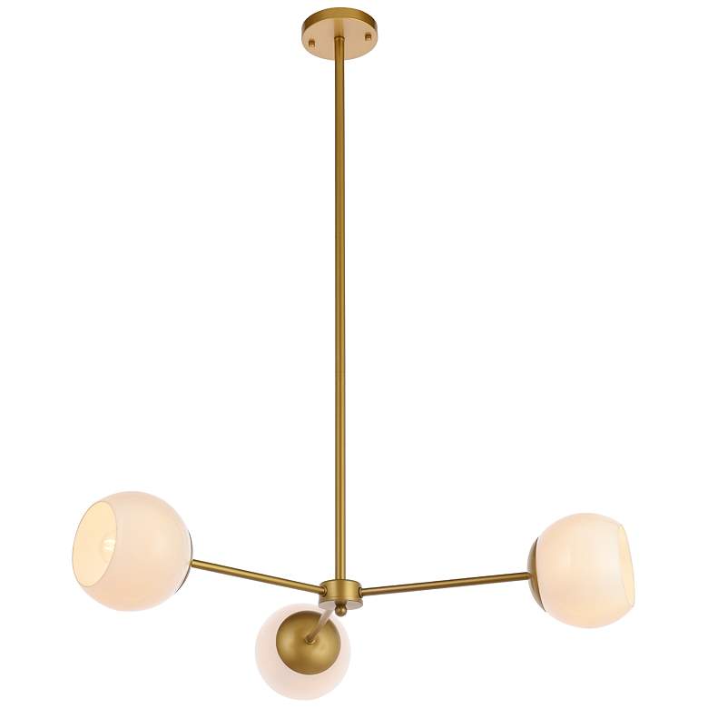 Image 2 Briggs 32" Pendant In Brass With White Shade