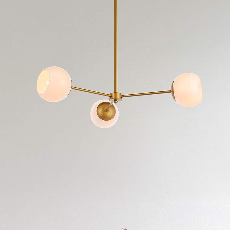 Image 1 Briggs 32" Pendant In Brass With White Shade