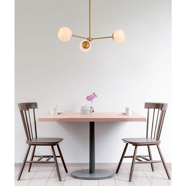 Image 3 Briggs 32" Pendant In Brass With White Shade more views