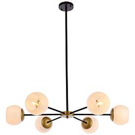 Image1 of Briggs 36" Pendant In Black And Brass With White Shade