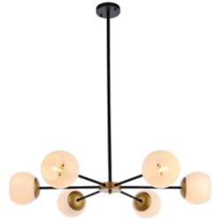 Briggs 36" Pendant In Black And Brass With White Shade