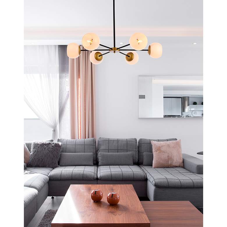 Image 3 Briggs 36" Pendant In Black And Brass With White Shade more views