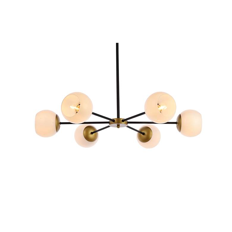 Image 4 Briggs 36" Pendant In Black And Brass With White Shade more views
