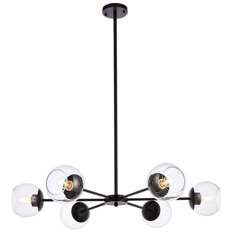 Image 1 Briggs 36" Pendant In Black With Clear Shade