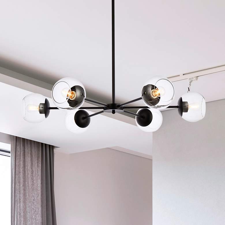 Image 1 Briggs 36" Pendant In Black With Clear Shade