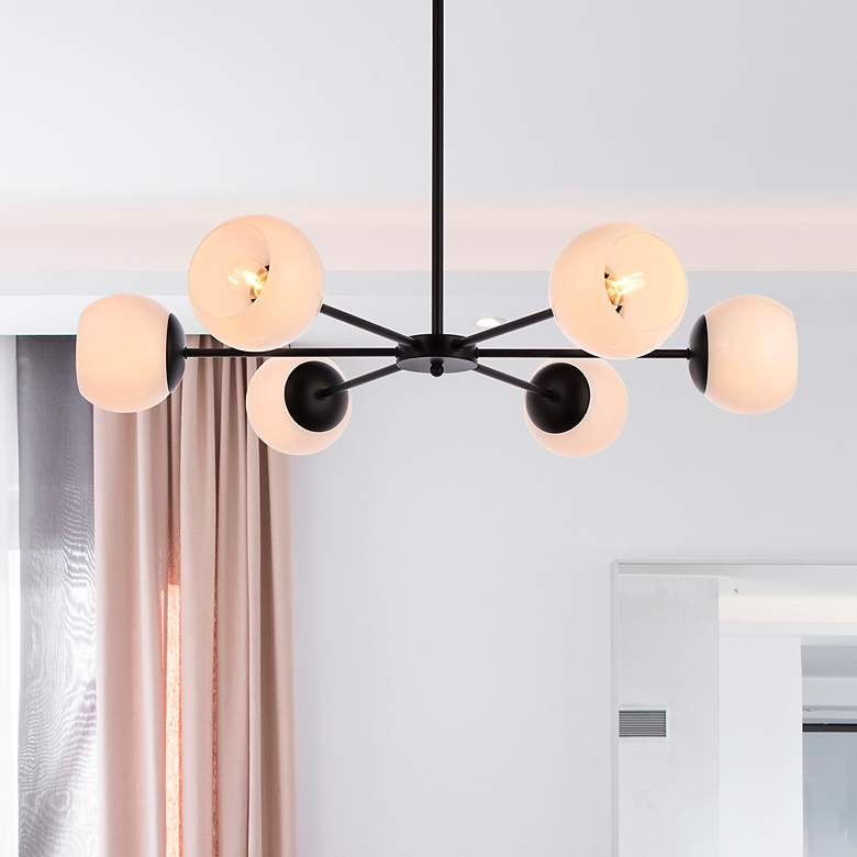 Image 1 Briggs 36" Pendant In Black With White Shade