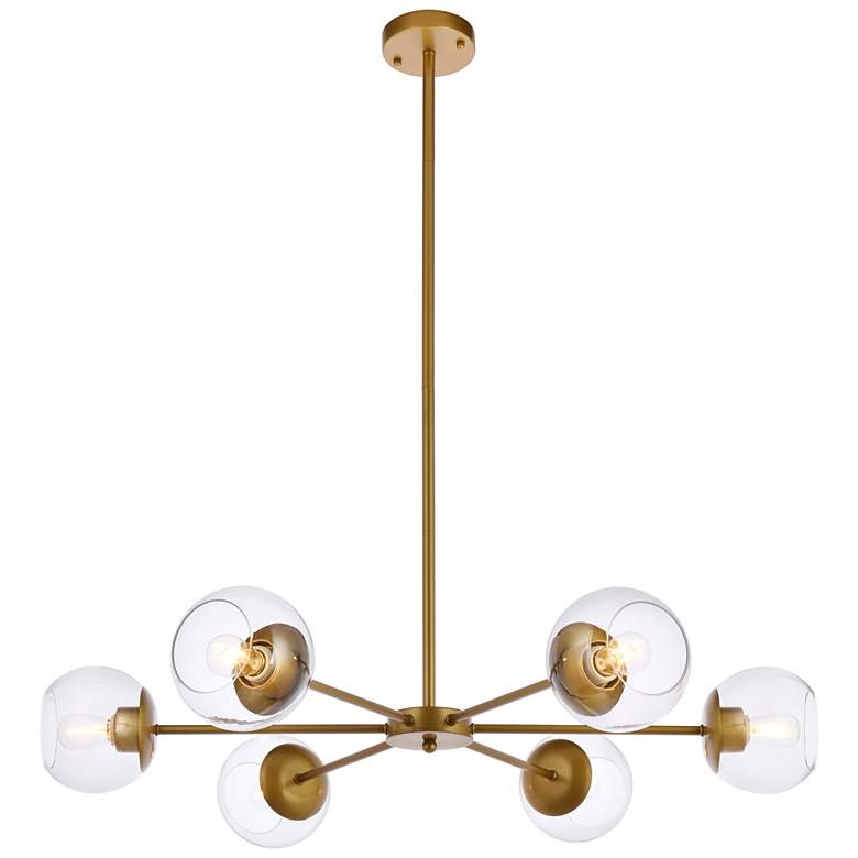 Image 1 Briggs 36 inch Pendant In Brass With Clear Shade