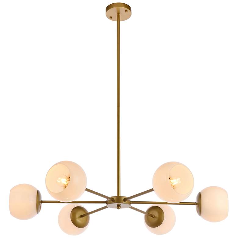 Image 1 Briggs 36 inch Pendant In Brass With White Shade