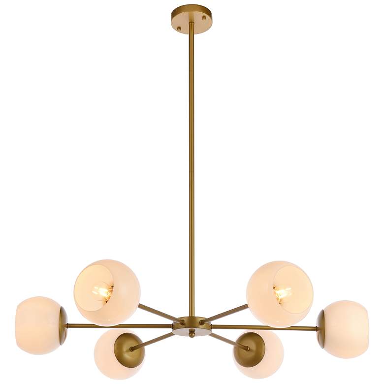 Image 2 Briggs 36" Pendant In Brass With White Shade