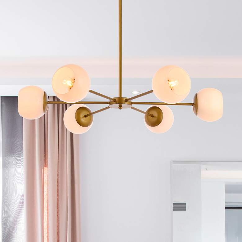 Image 1 Briggs 36" Pendant In Brass With White Shade