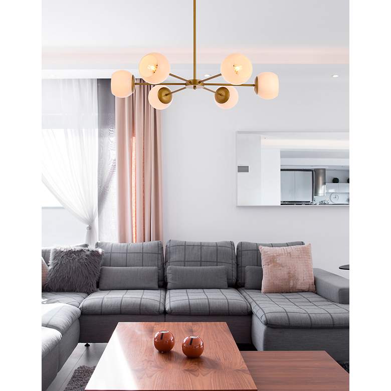 Image 3 Briggs 36" Pendant In Brass With White Shade more views