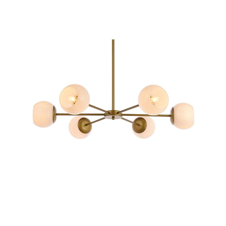 Image 4 Briggs 36" Pendant In Brass With White Shade more views