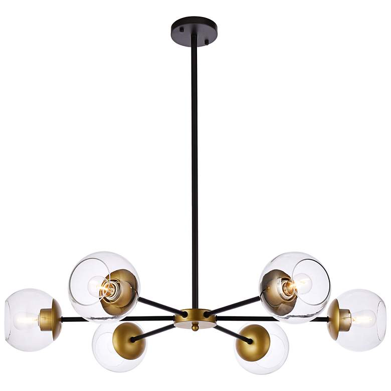 Image 2 Briggs 36" Wide Black and Brass 6-Light Chandelier