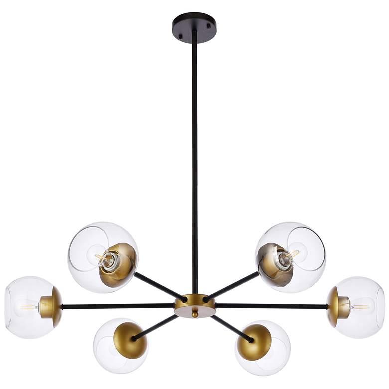 Image 3 Briggs 36" Wide Black and Brass 6-Light Chandelier more views