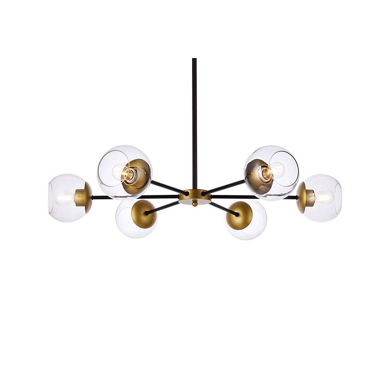 Image 4 Briggs 36" Wide Black and Brass 6-Light Chandelier more views