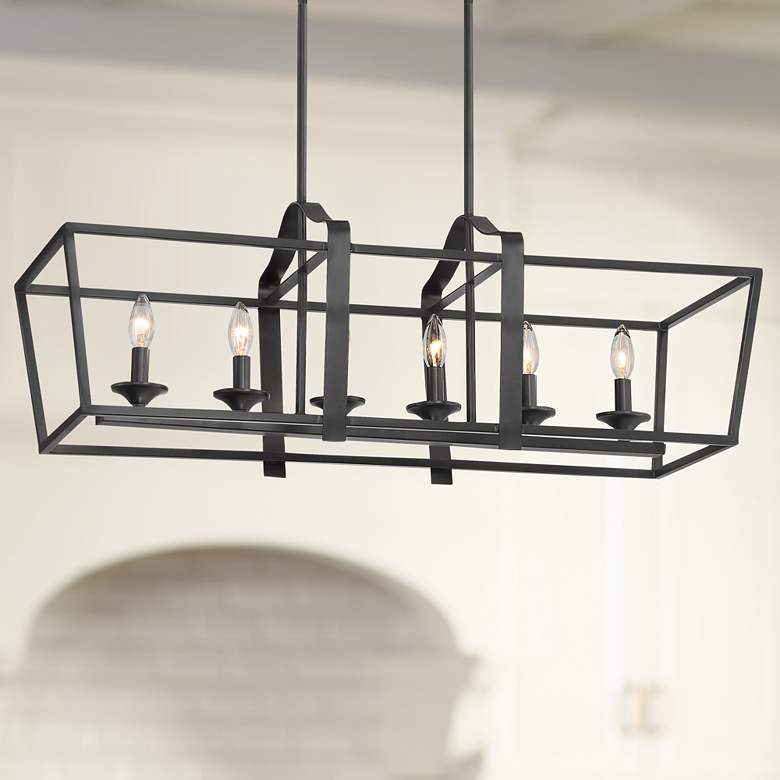 Image 1 Briggs 36" Wide Bronze 6-Light Kitchen Island Light Pendant
