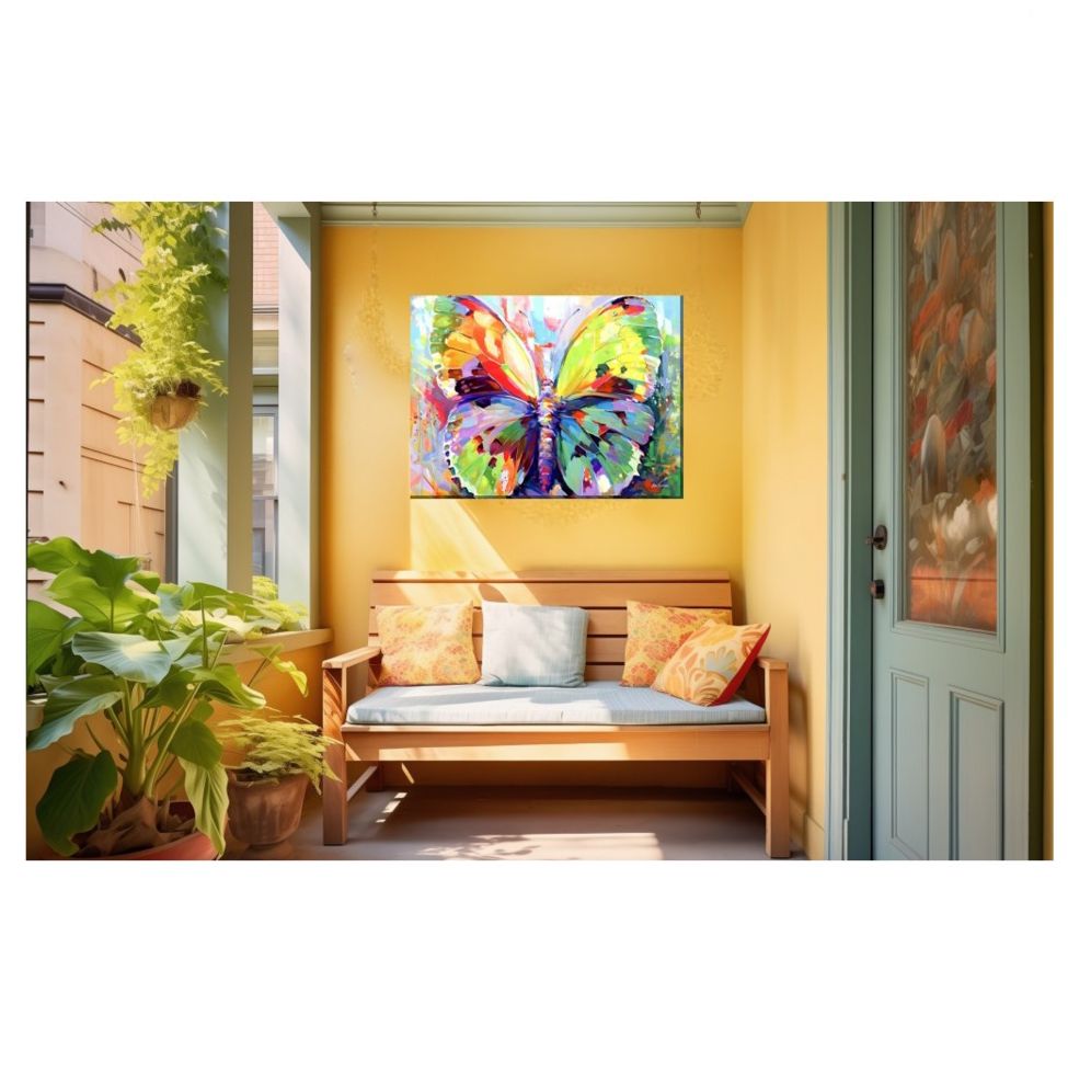 Image 2 Bright Butterfly Outdoor Canvas Art more views