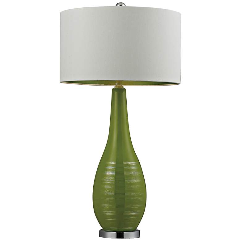 Image 1 Bright Green Etched Ceramic Table Lamp