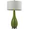 Bright Green Etched Ceramic Table Lamp
