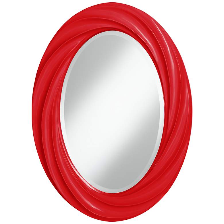 Image 1 Bright Red 30 inch High Oval Twist Wall Mirror