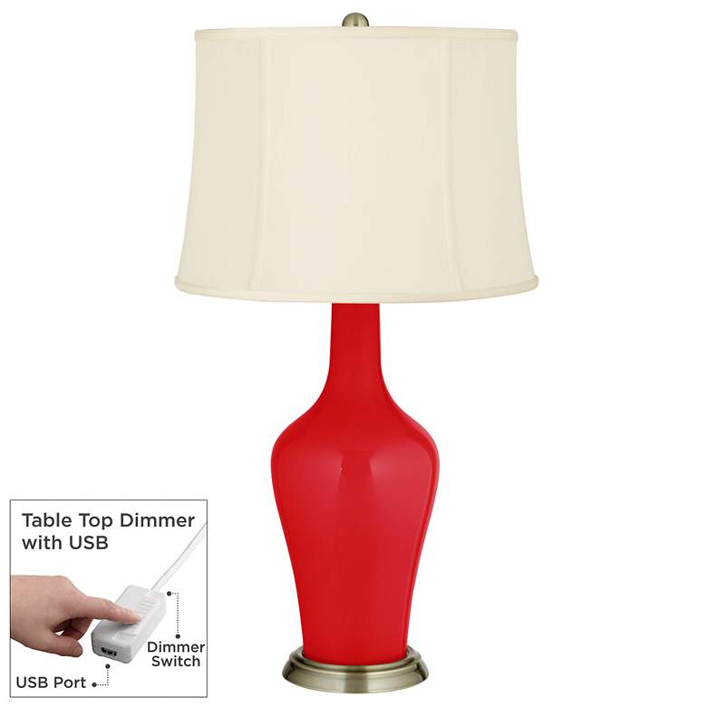 Image 1 Bright Red Anya Table Lamp with Dimmer