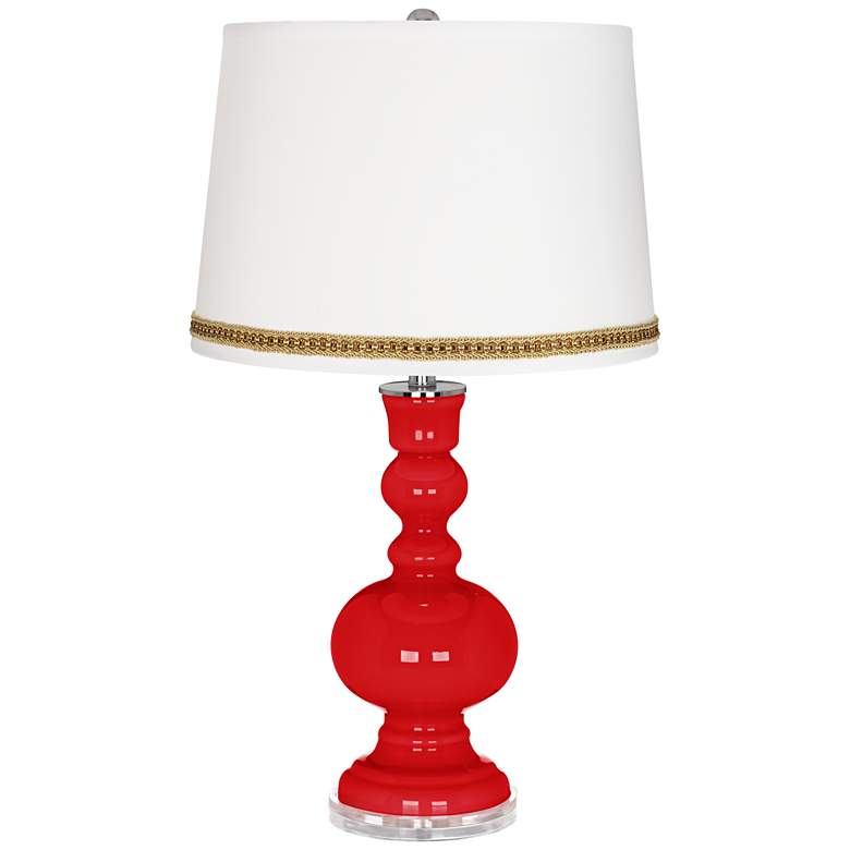 Image 1 Bright Red Apothecary Table Lamp with Braid Trim