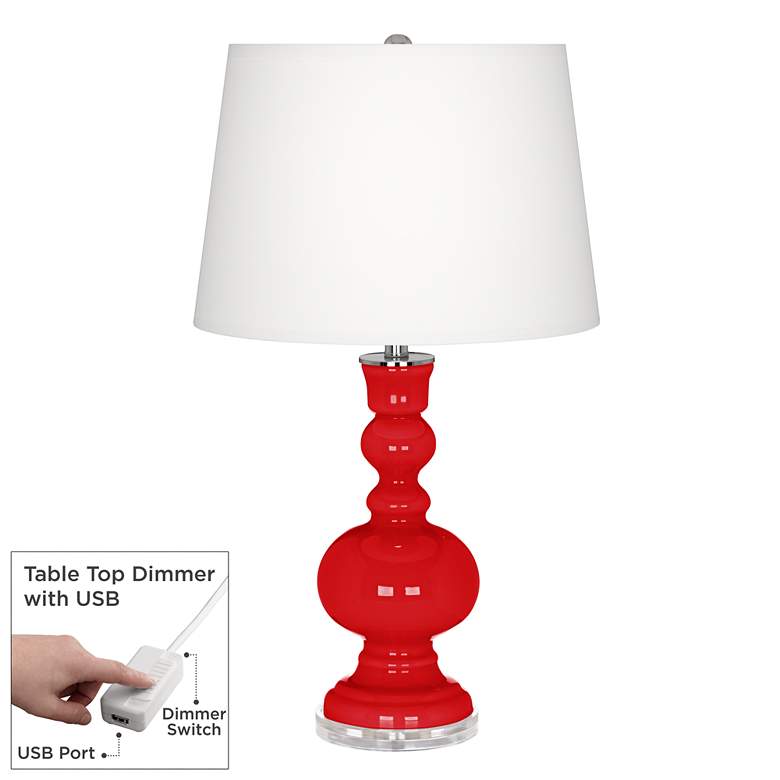 Image 1 Bright Red Apothecary Table Lamp with Dimmer
