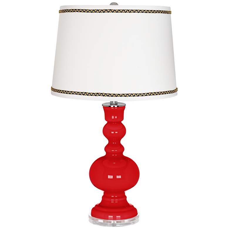 Image 1 Bright Red Apothecary Table Lamp with Ric-Rac Trim