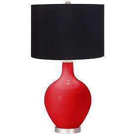 Image1 of Bright Red Black Shade Ovo Table Lamp