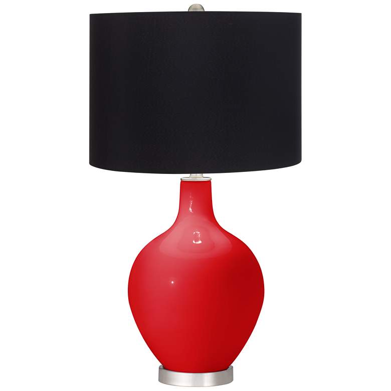Image 1 Bright Red Black Shade Ovo Table Lamp