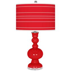 Bright Red Bold Stripe Apothecary Table Lamp