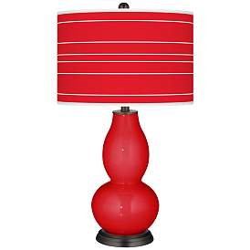 Image1 of Bright Red Bold Stripe Double Gourd Table Lamp