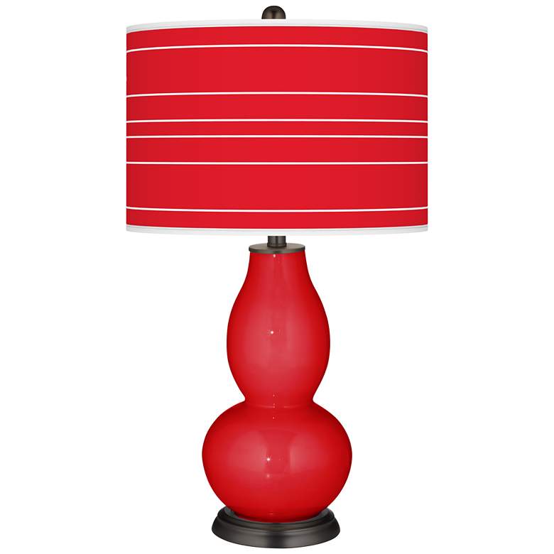 Image 1 Bright Red Bold Stripe Double Gourd Table Lamp