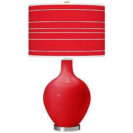 Image1 of Bright Red Bold Stripe Ovo Table Lamp