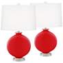 Bright Red Carrie Table Lamp Set of 2 with Dimmers