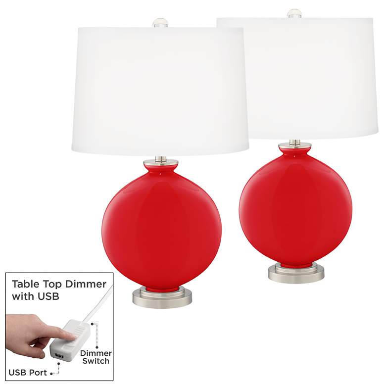 Image 1 Bright Red Carrie Table Lamp Set of 2 with Dimmers