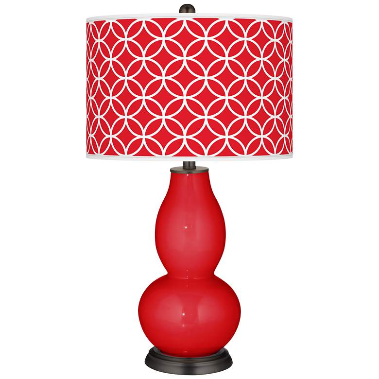 Image 1 Bright Red Circle Rings Double Gourd Table Lamp