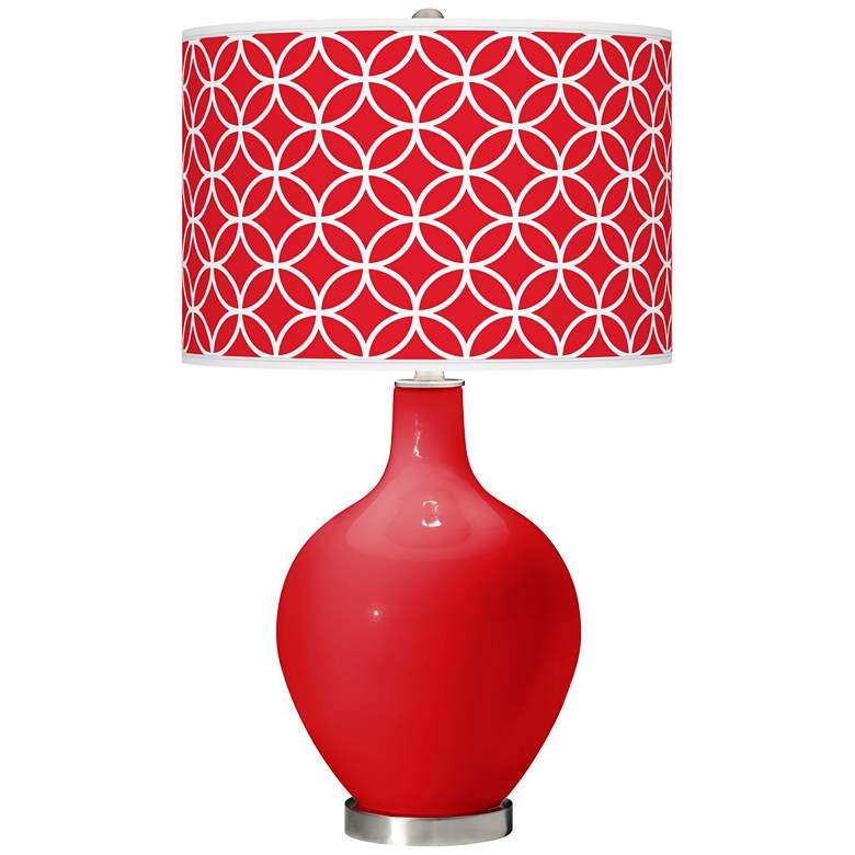 Image 1 Bright Red Circle Rings Ovo Table Lamp