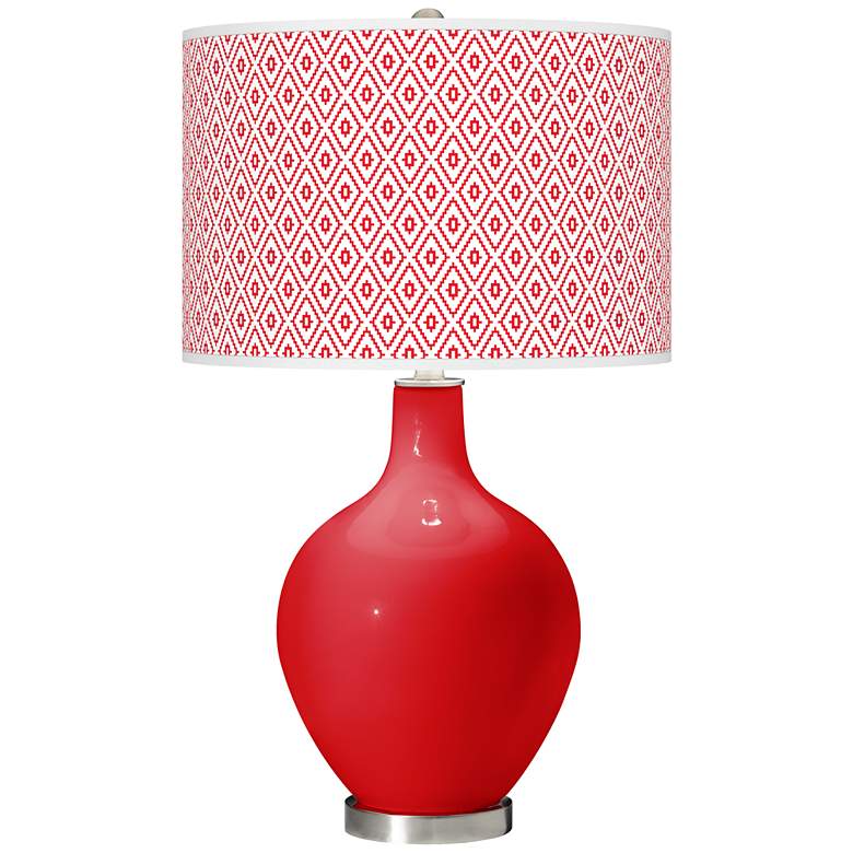 Image 1 Bright Red Diamonds Ovo Table Lamp