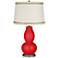 Bright Red Double Gourd Table Lamp with Rhinestone Lace Trim