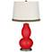 Bright Red Double Gourd Table Lamp with Wave Braid Trim