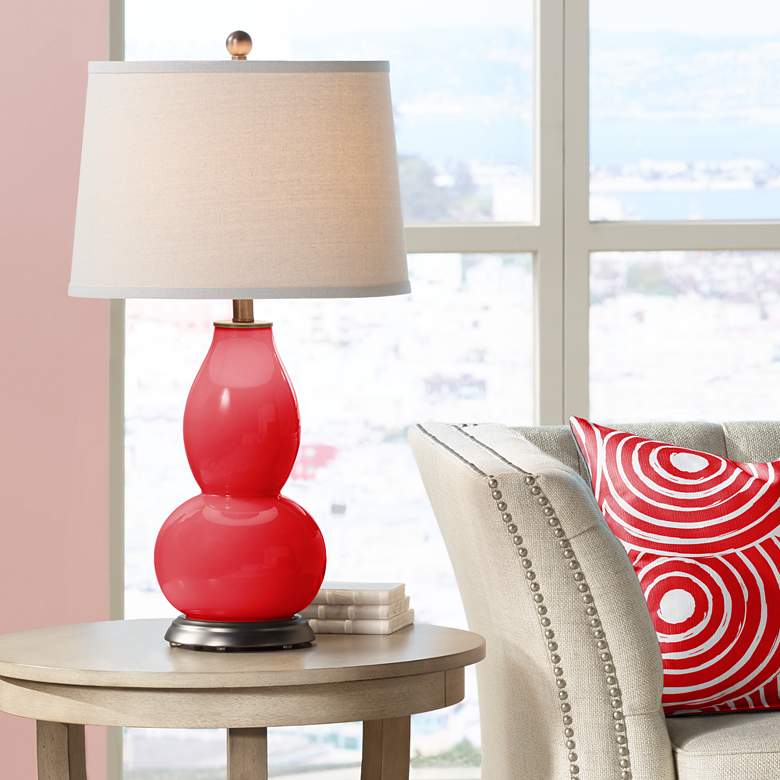 Image 1 Bright Red Double Gourd Table Lamp