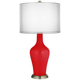 Image1 of Bright Red Double Sheer Silver Shade Anya Table Lamp