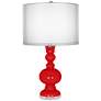 Bright Red Double Sheer Silver Shade Apothecary Table Lamp